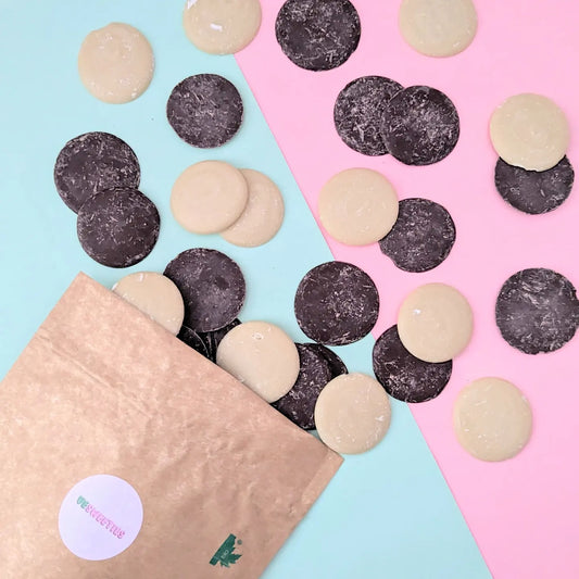 Vegan chocolate button pouches