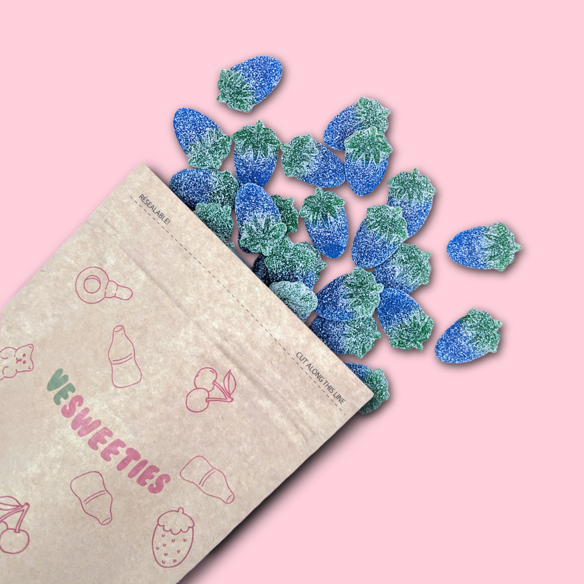 Vegan blue Raspberries sweet pouch