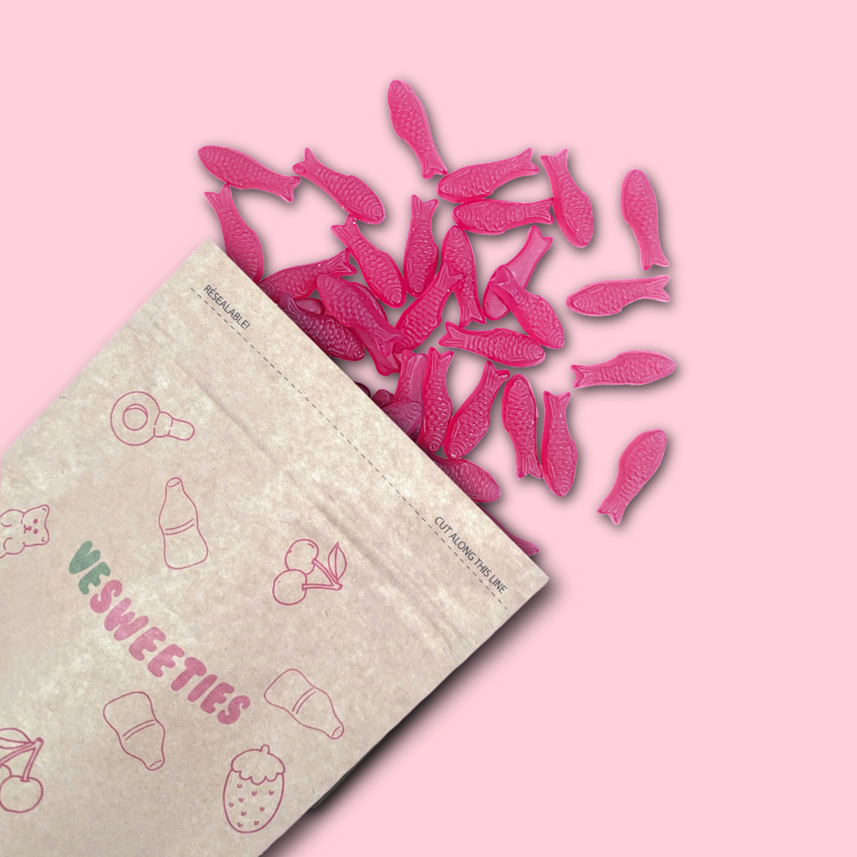 Cherry fish vegan sweet pouch