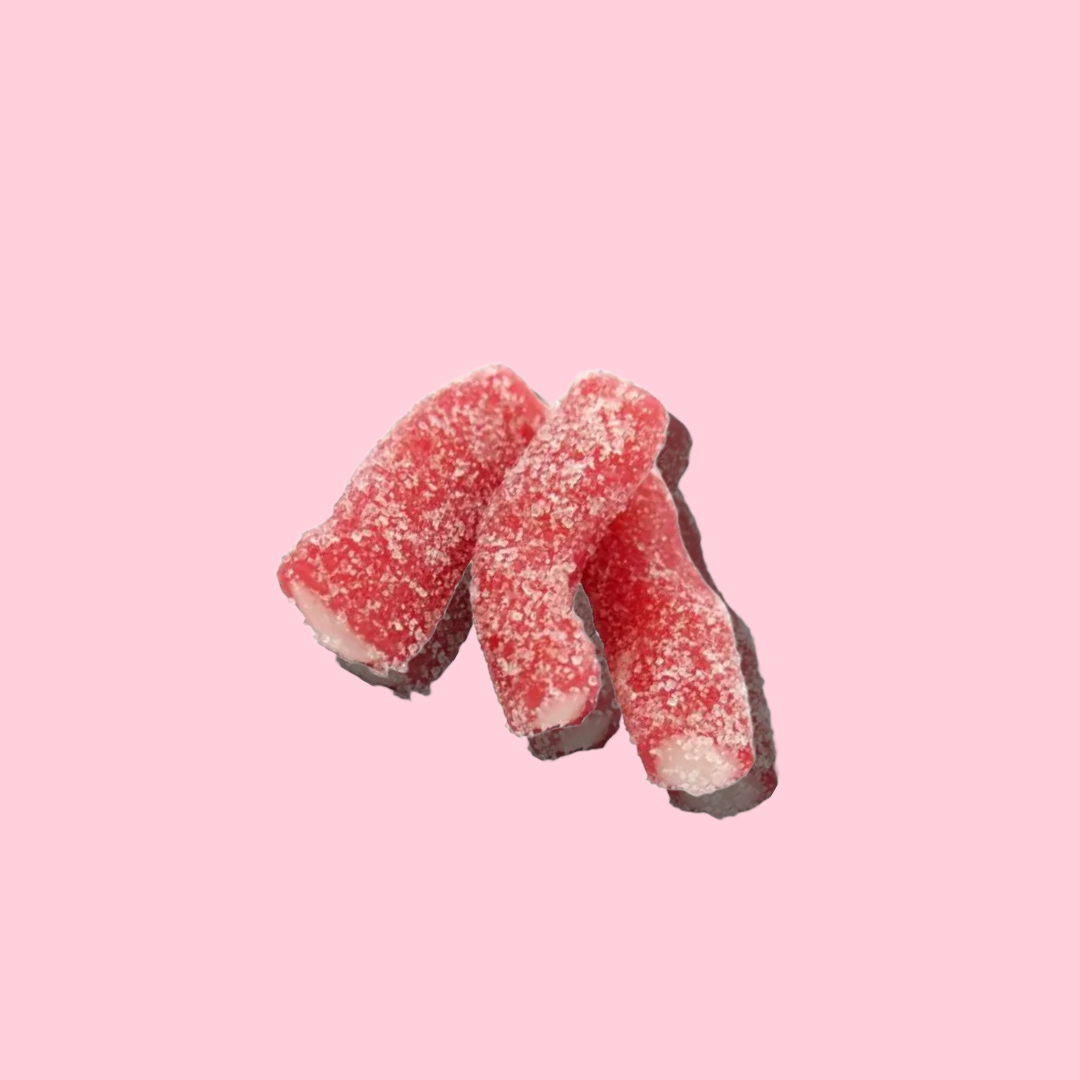 Fizzy strawberry pencil vegan sweets
