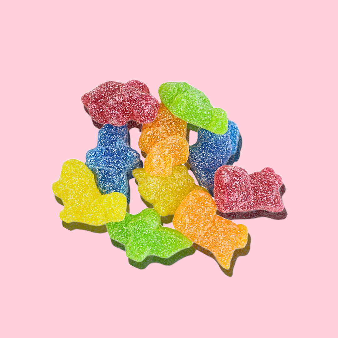 Sour vegan dinosaur sweets