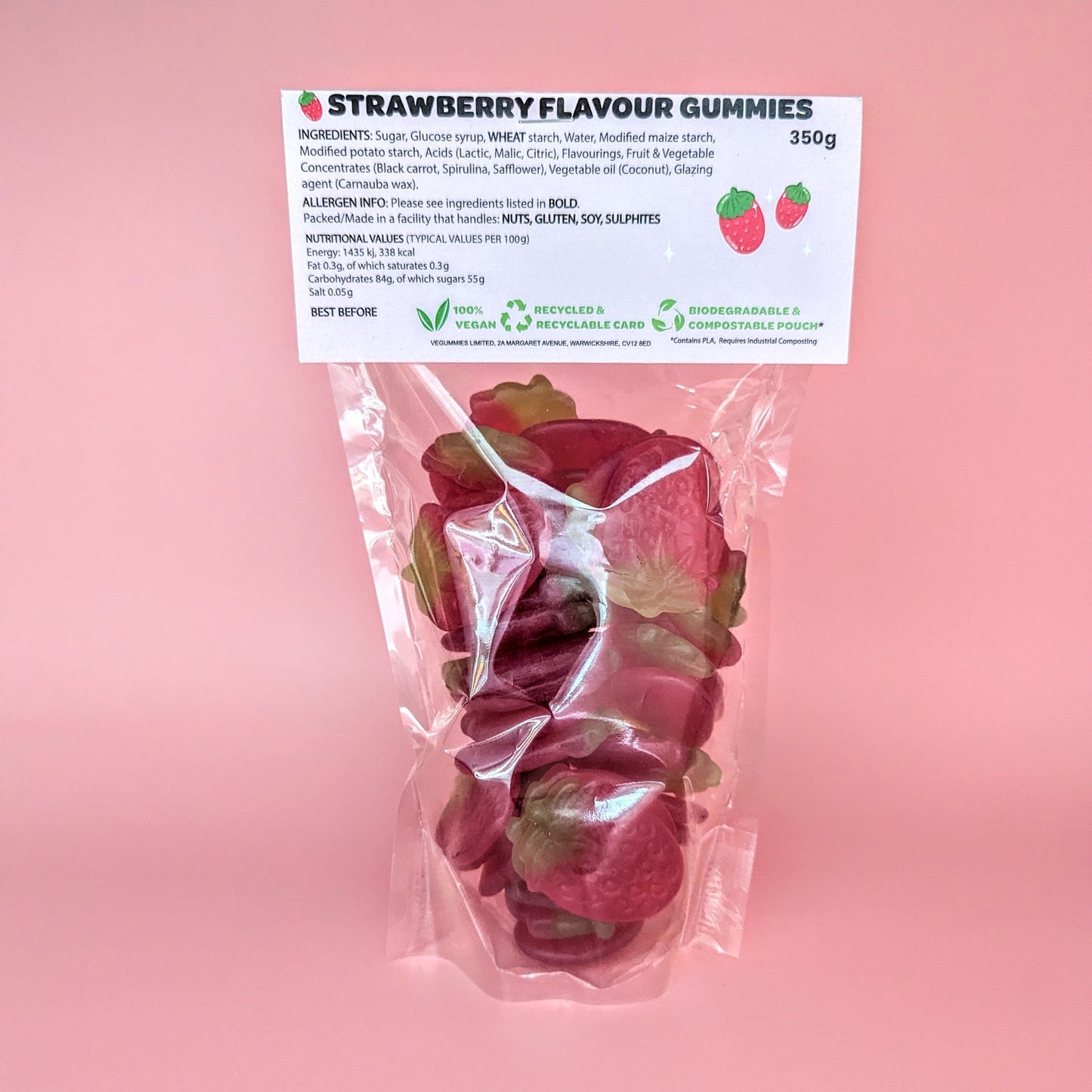 Vegan strawberry sweet pouch