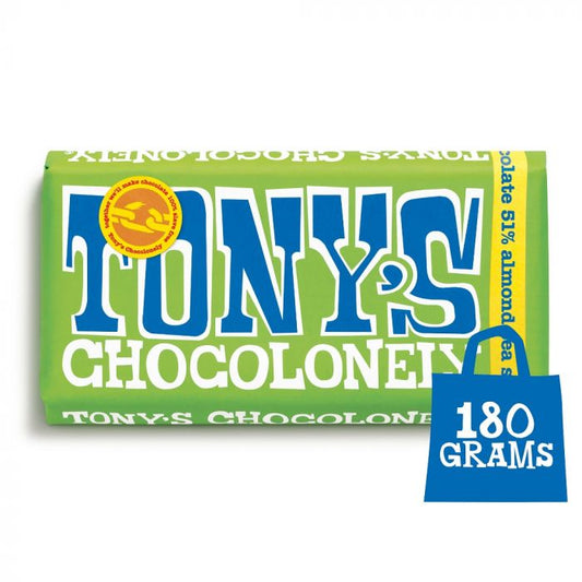 Tony's Chocolonely Dark Chocolate, Almond & Sea Salt Bar 180g
