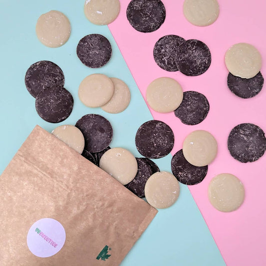 Vegan chocolate button pouch