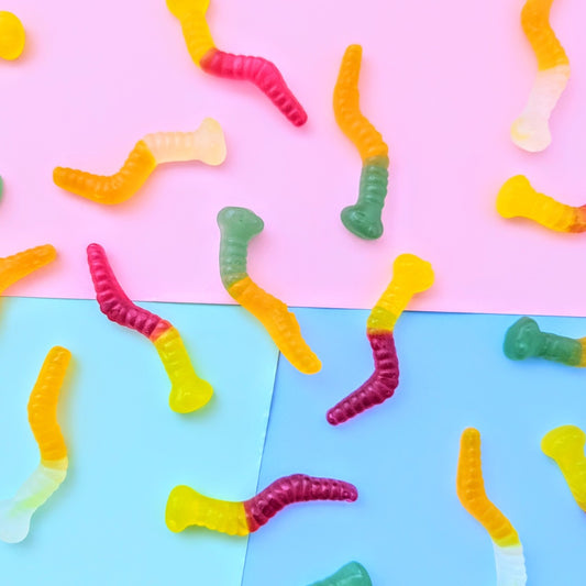 Vegan gummy worm sweets