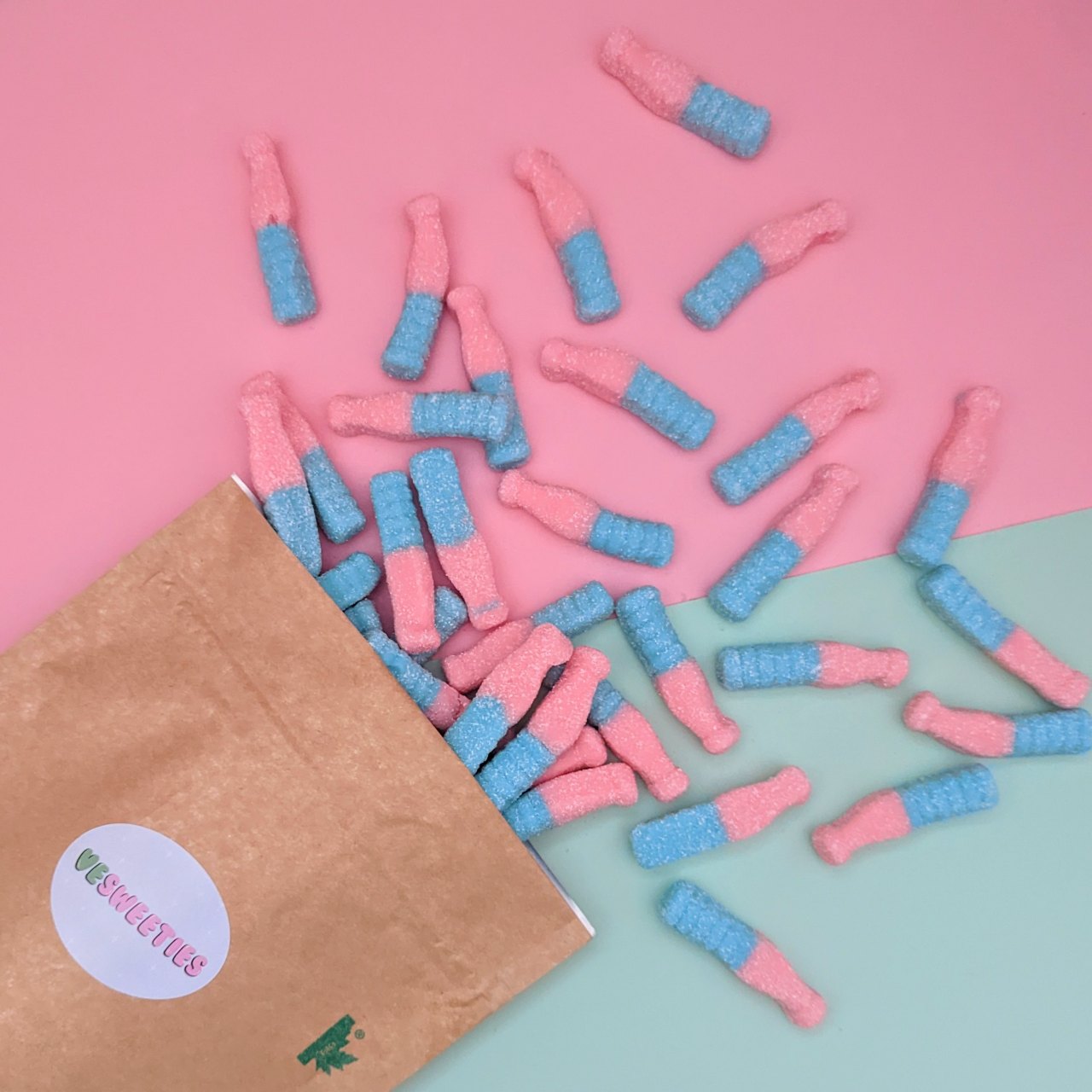 Vegan favourites sweet pouch bubblegum bottles