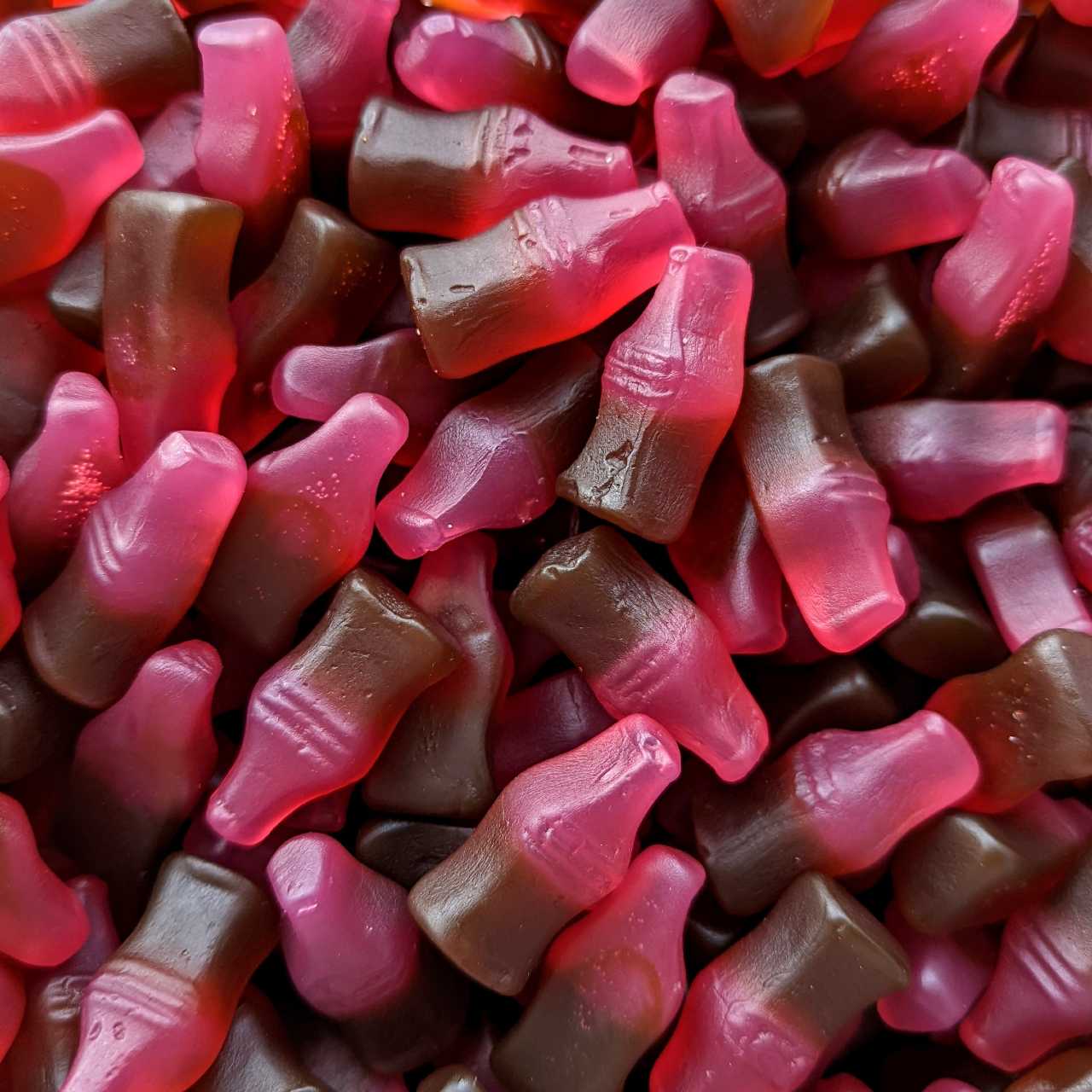 Vegan sweets gummy cherry cola bottles
