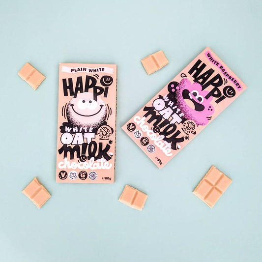 Happi Oat Milk vegan white chocolate bars