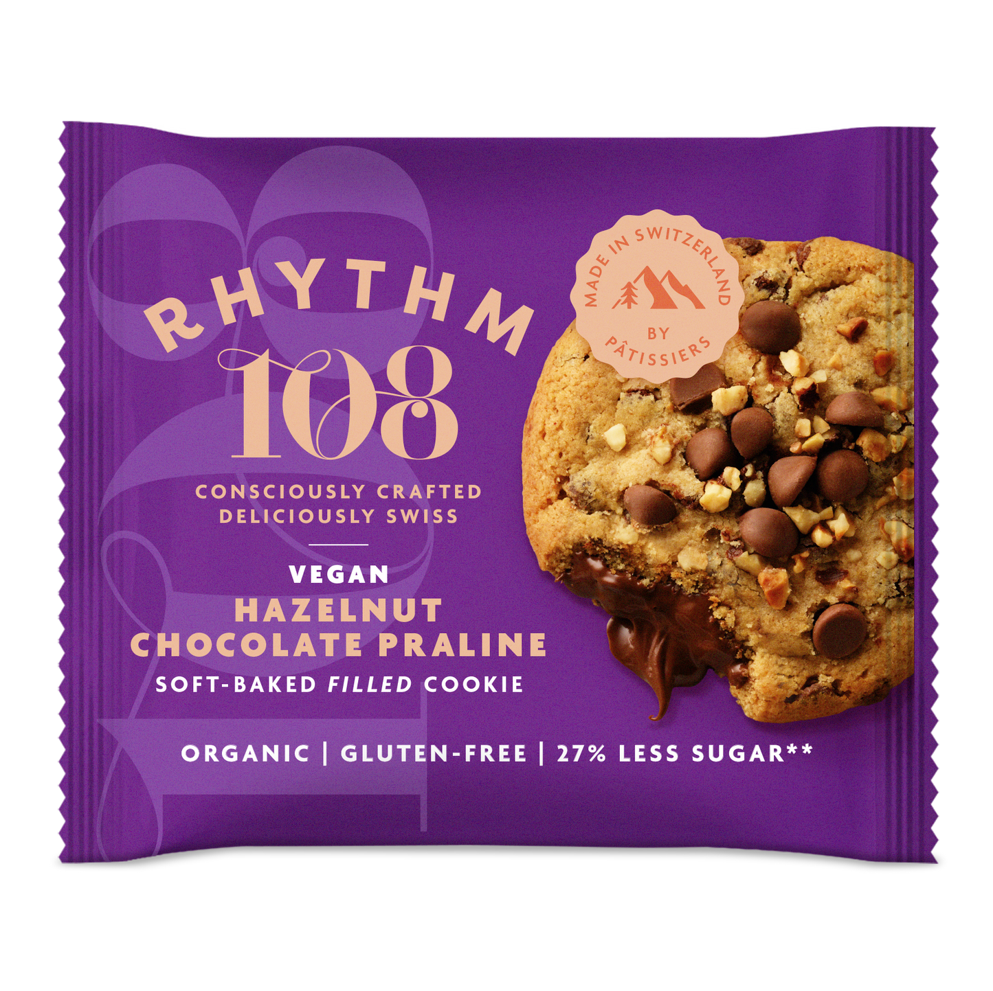 Rhythm 108 vegan soft filled Hazelnut praline cookie